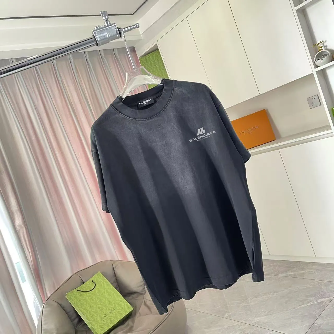 BALENCI*GA 2025 New Arrival logo 320g T Same Style Size：S M L XL XXL ：Black White Red Black